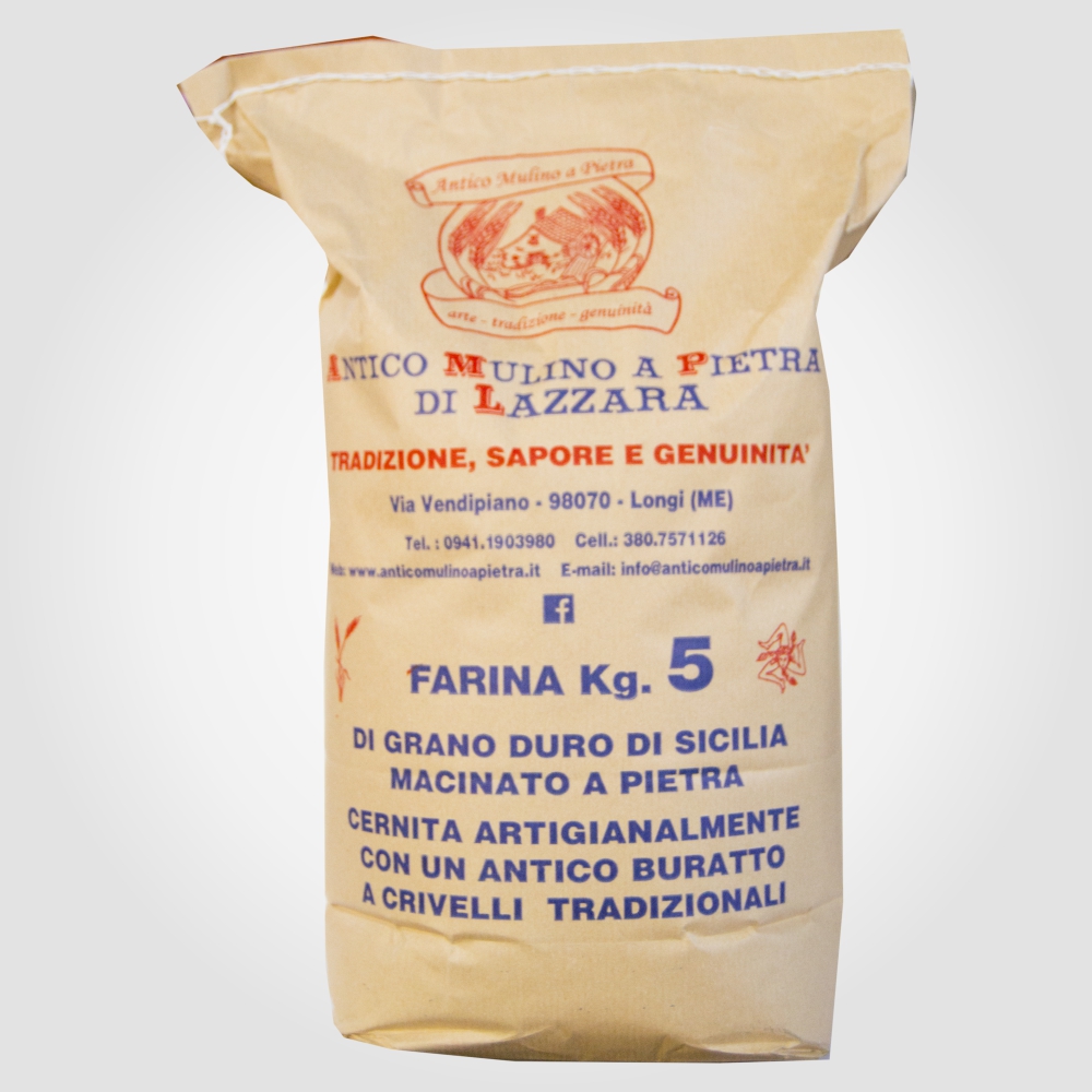 farina-5-kg.jpg Farina di Grano Duro di Sicilia Macinato a Pietra 5kg - immagine 1